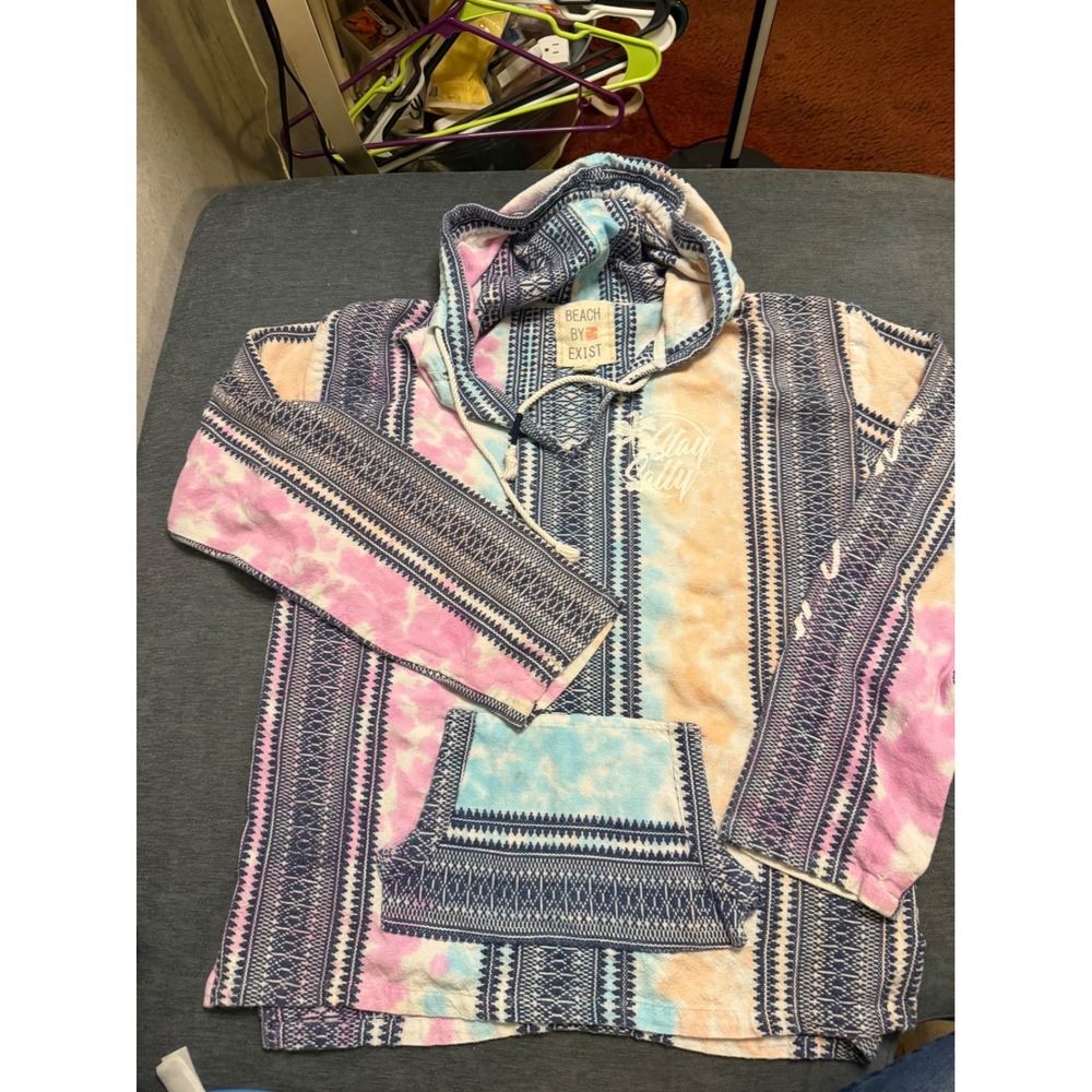 Beach By Exist Stay Salty Tie Dye Baja Hoodie XL Destin FL Drug Rug Pullover - Picture 3 of 6
